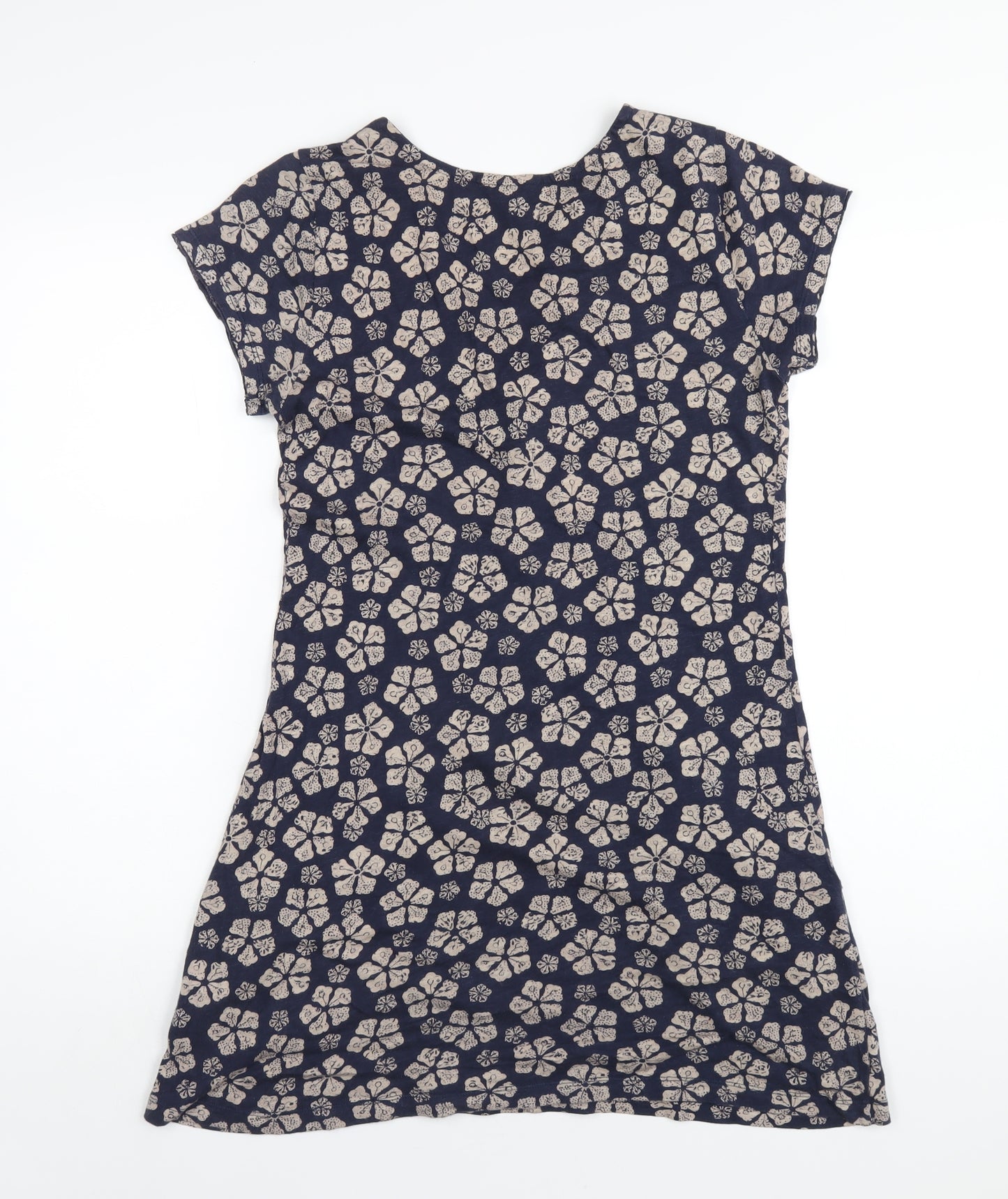 White Stuff Womens Blue Geometric Cotton A-Line Size 10 V-Neck Pullover