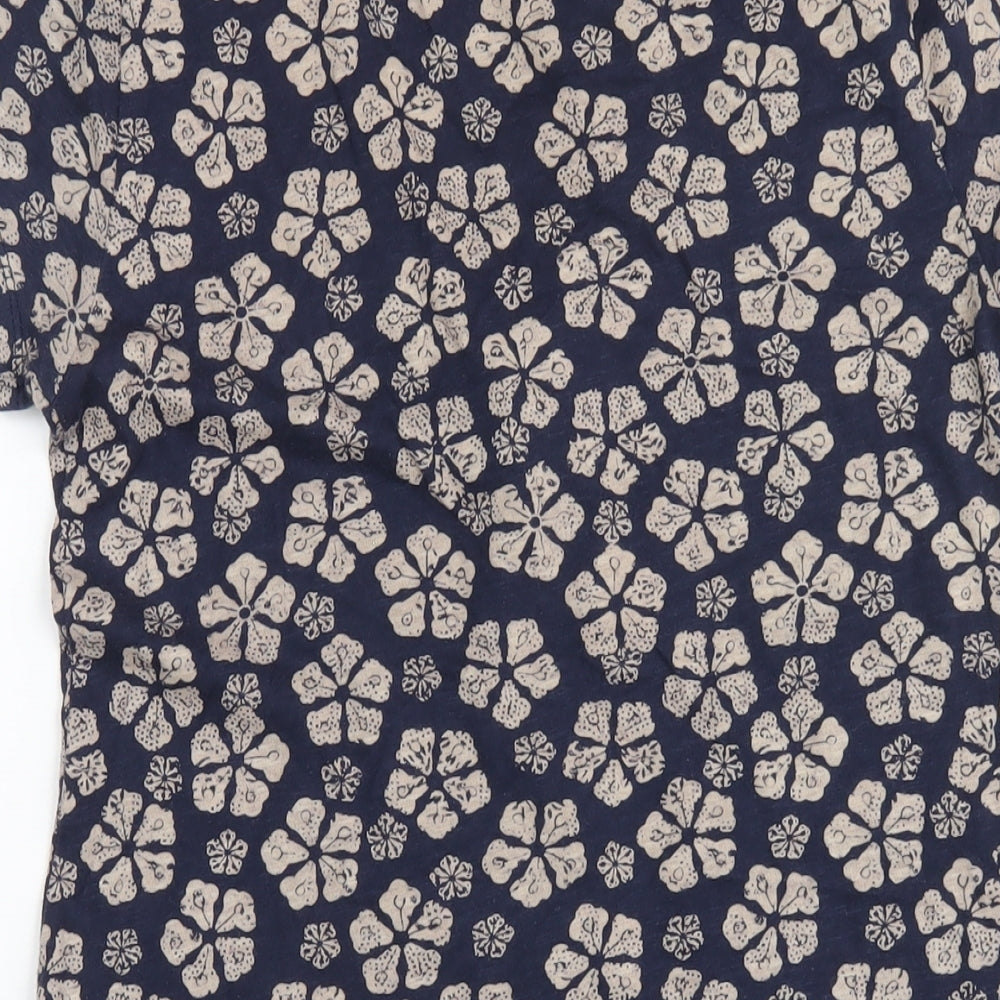 White Stuff Womens Blue Geometric Cotton A-Line Size 10 V-Neck Pullover