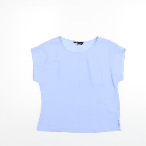 New Look Womens Blue Polyester Basic T-Shirt Size 6 Round Neck