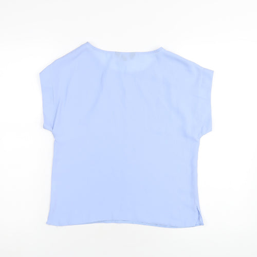 New Look Womens Blue Polyester Basic T-Shirt Size 6 Round Neck