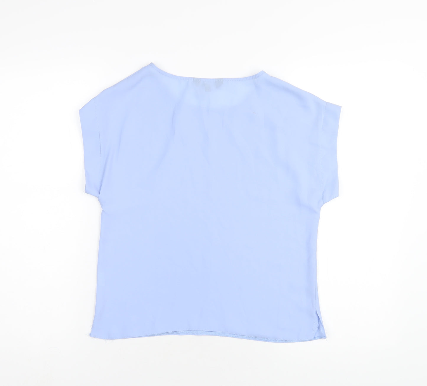 New Look Womens Blue Polyester Basic T-Shirt Size 6 Round Neck