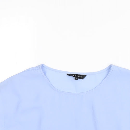 New Look Womens Blue Polyester Basic T-Shirt Size 6 Round Neck