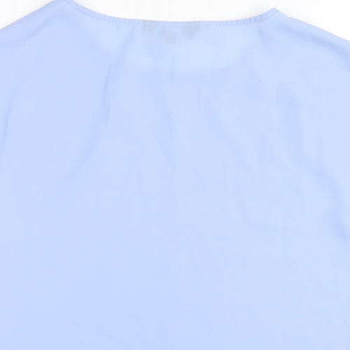 New Look Womens Blue Polyester Basic T-Shirt Size 6 Round Neck