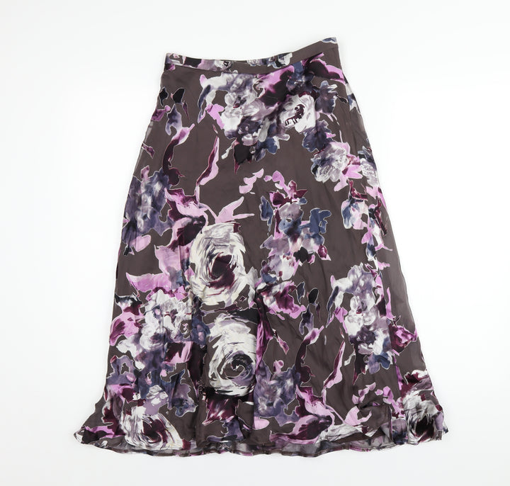 Peter Martin Womens Multicoloured Floral Viscose A-Line Skirt Size 10 Zip