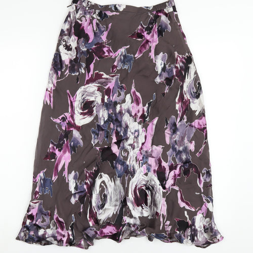 Peter Martin Womens Multicoloured Floral Viscose A-Line Skirt Size 10 Zip