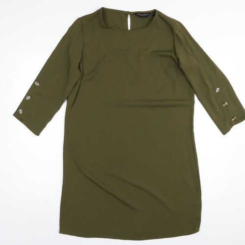 Dorothy Perkins Womens Green Polyester A-Line Size 12 Round Neck Button