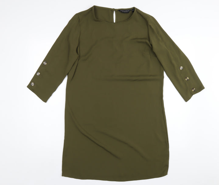 Dorothy Perkins Womens Green Polyester A-Line Size 12 Round Neck Button