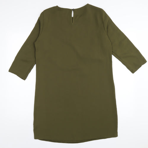 Dorothy Perkins Womens Green Polyester A-Line Size 12 Round Neck Button