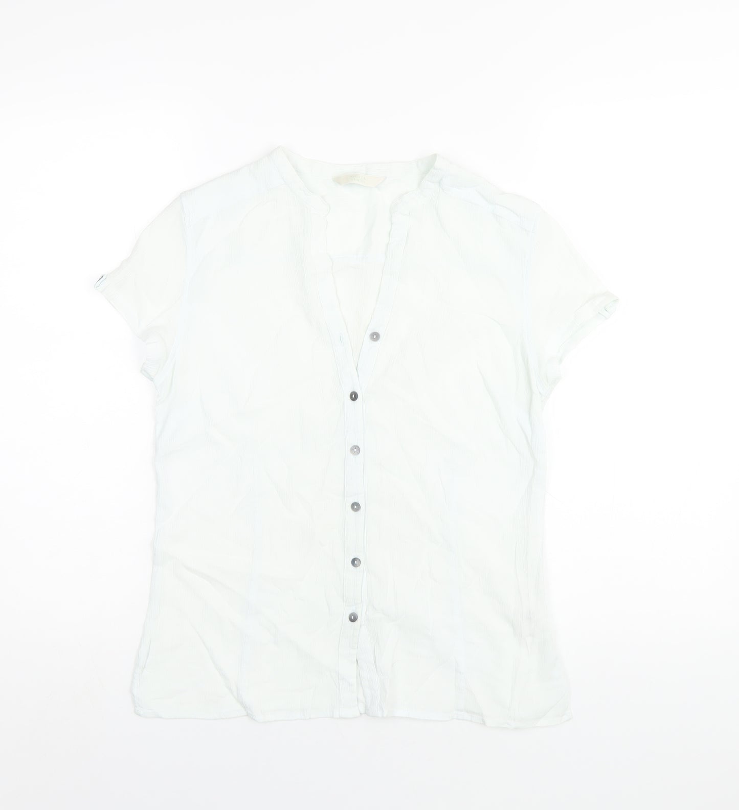 Marks and Spencer Womens Blue Cotton Basic Button-Up Size 10 V-Neck