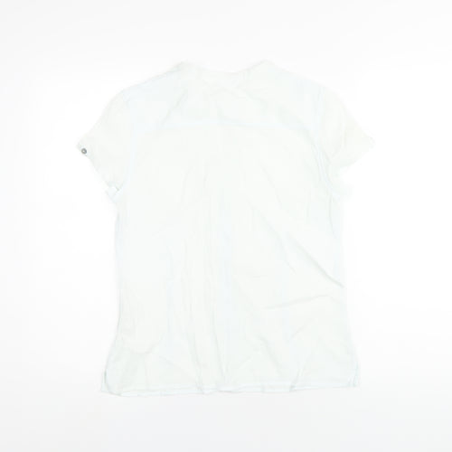 Marks and Spencer Womens Blue Cotton Basic Button-Up Size 10 V-Neck