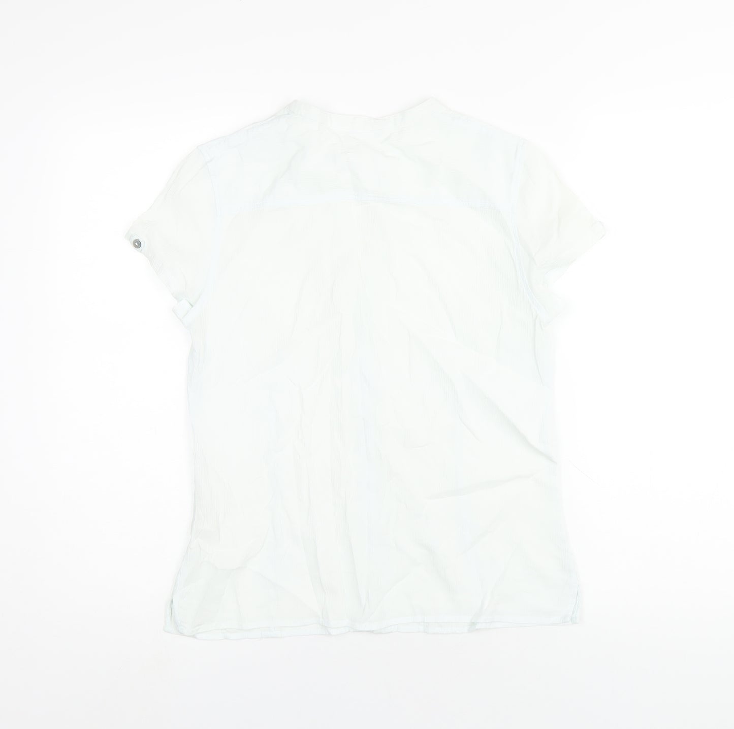 Marks and Spencer Womens Blue Cotton Basic Button-Up Size 10 V-Neck
