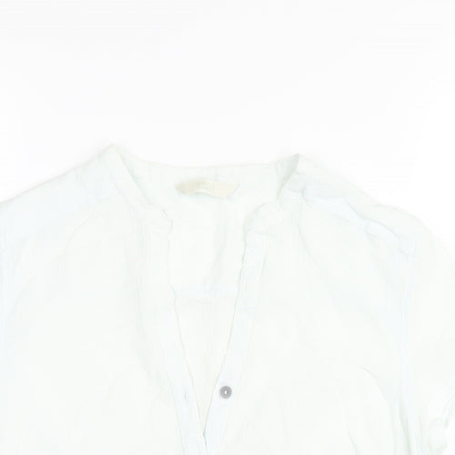 Marks and Spencer Womens Blue Cotton Basic Button-Up Size 10 V-Neck