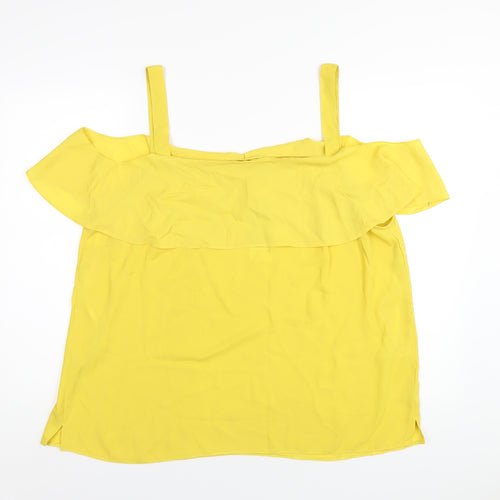 Dorothy Perkins Womens Yellow Polyester Basic Blouse Size 20 Square Neck