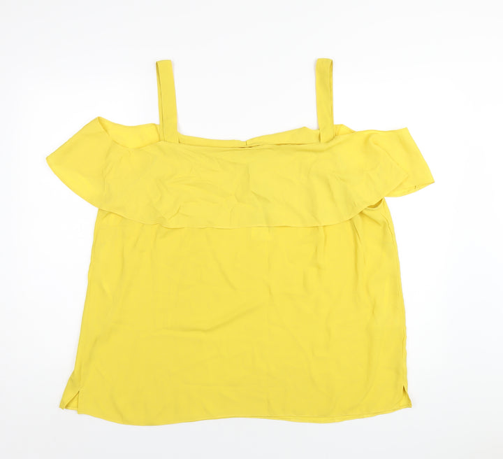 Dorothy Perkins Womens Yellow Polyester Basic Blouse Size 20 Square Neck