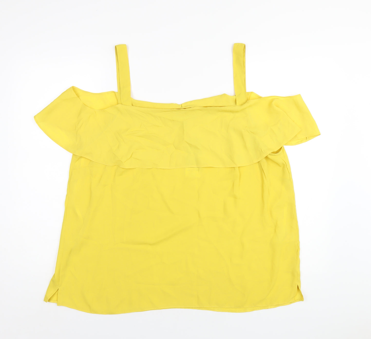Dorothy Perkins Womens Yellow Polyester Basic Blouse Size 20 Square Neck