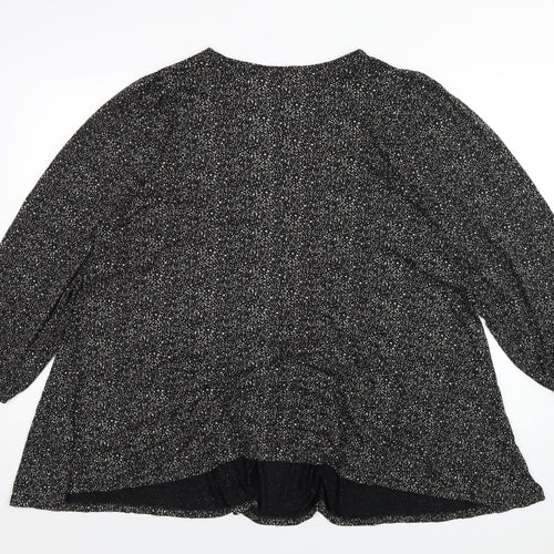 Yours Womens Black Polka Dot Viscose Basic T-Shirt Size 20 V-Neck