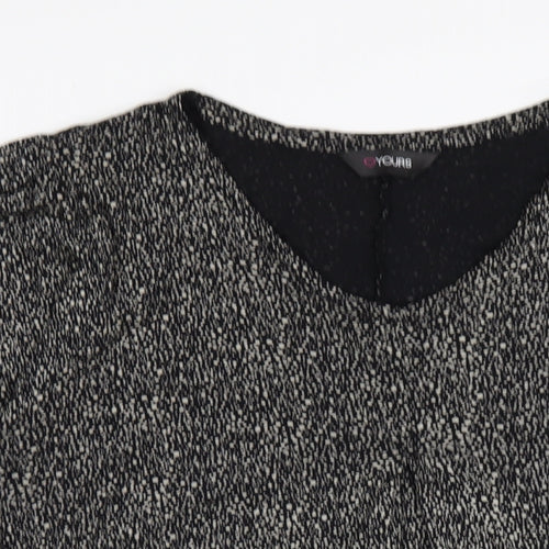 Yours Womens Black Polka Dot Viscose Basic T-Shirt Size 20 V-Neck