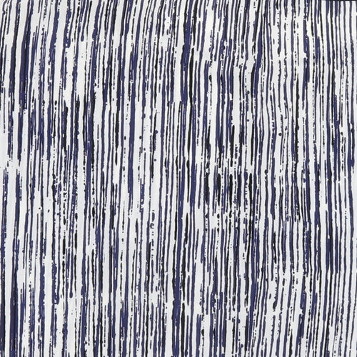 Marks and Spencer Womens Blue Geometric Polyester Basic T-Shirt Size 14 Round Neck