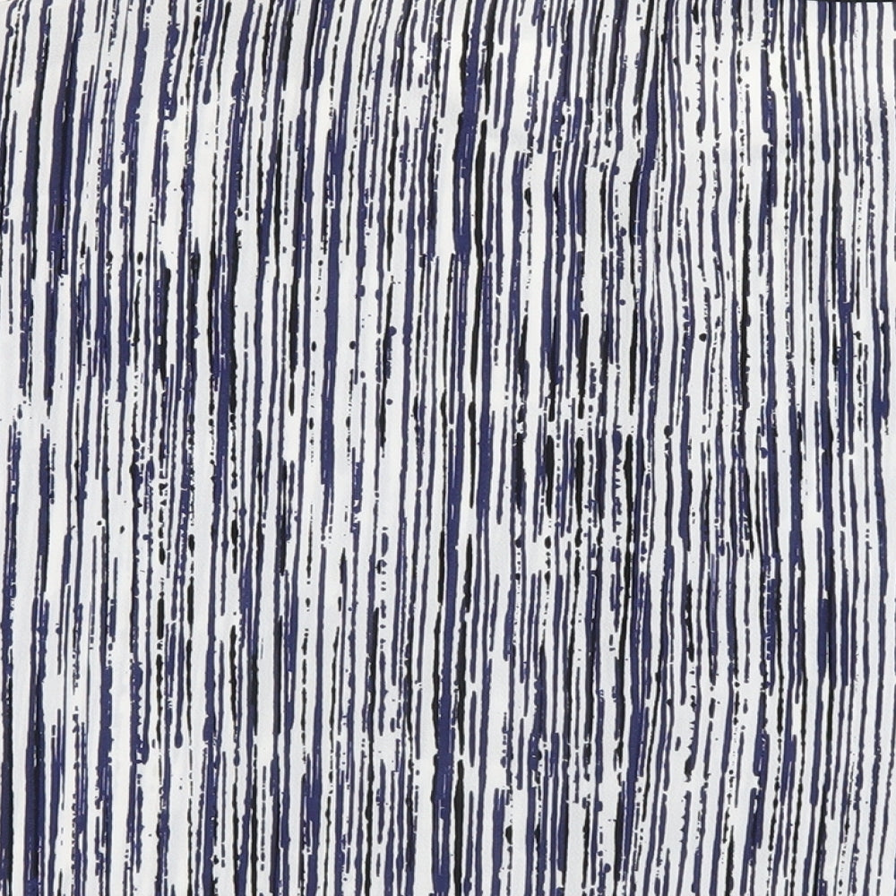 Marks and Spencer Womens Blue Geometric Polyester Basic T-Shirt Size 14 Round Neck