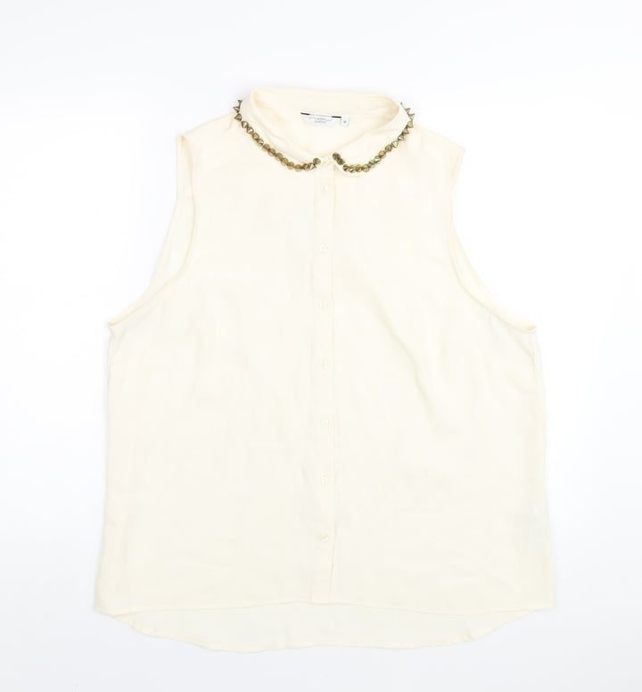 New Look Womens Ivory Polyester Basic Button-Up Size 18 Collared