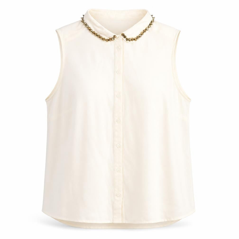 Front view of New Look women’s ivory polyester basic button-up, size UK 18, collared