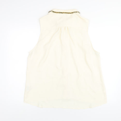 New Look Womens Ivory Polyester Basic Button-Up Size 18 Collared