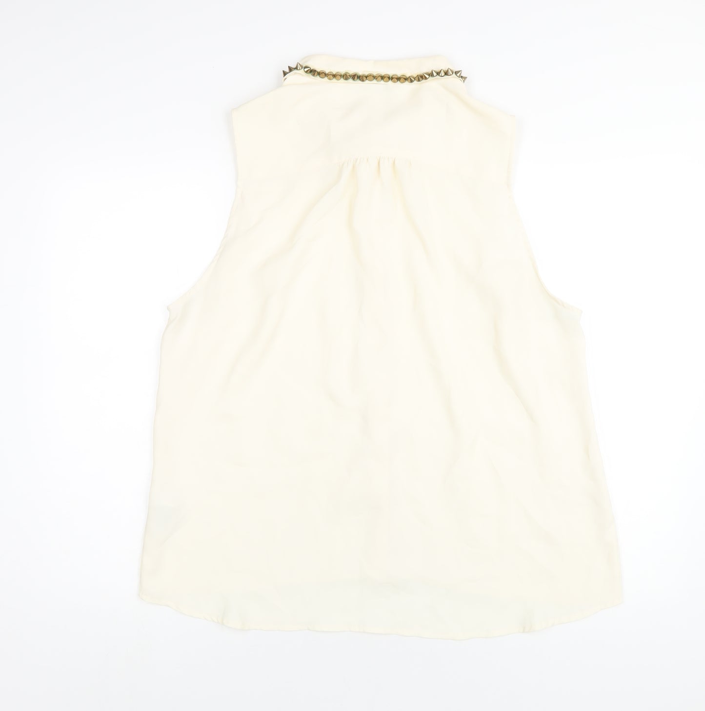 New Look Womens Ivory Polyester Basic Button-Up Size 18 Collared