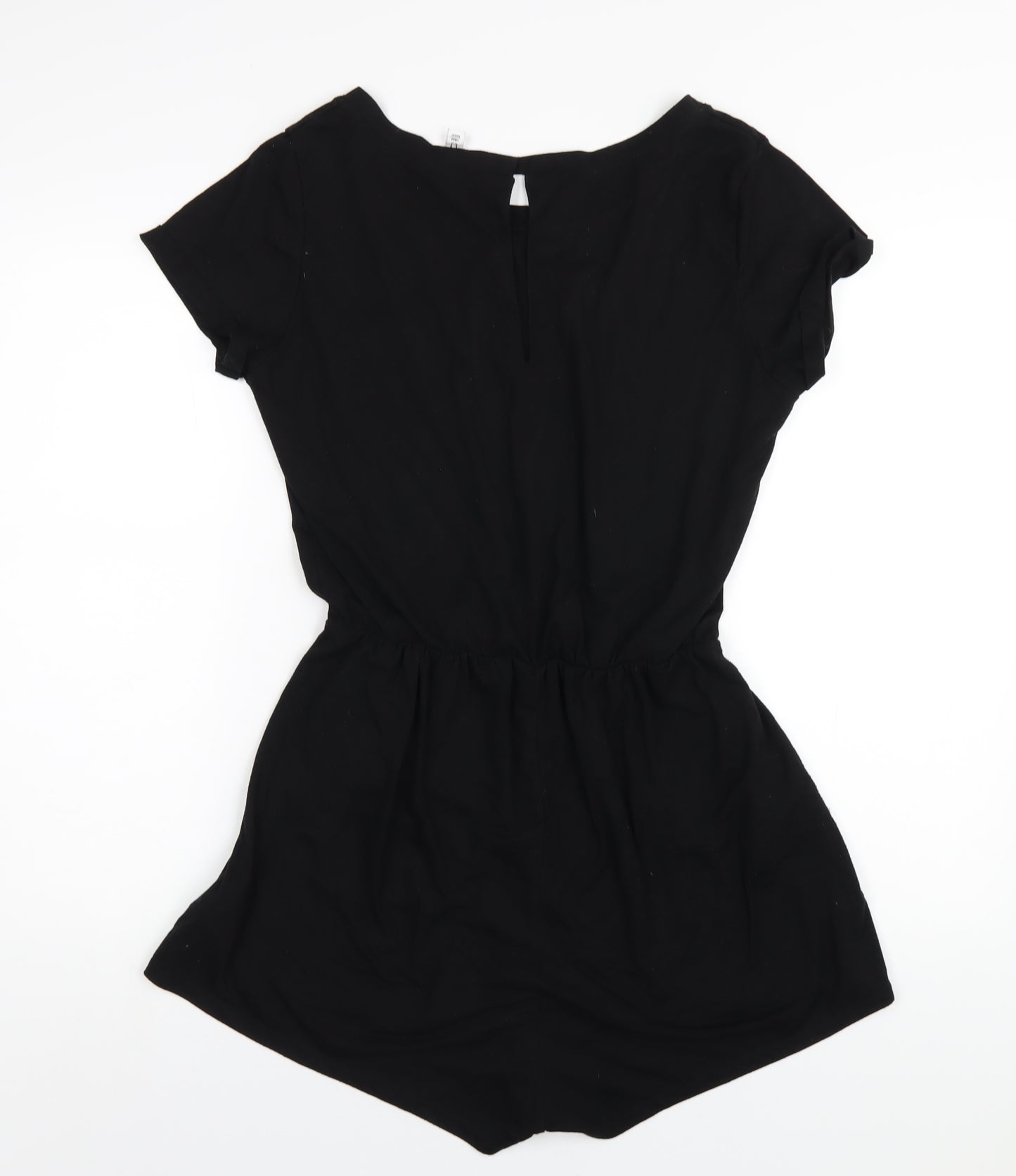 H&M Womens Black Polyester Playsuit One-Piece Size M Snap