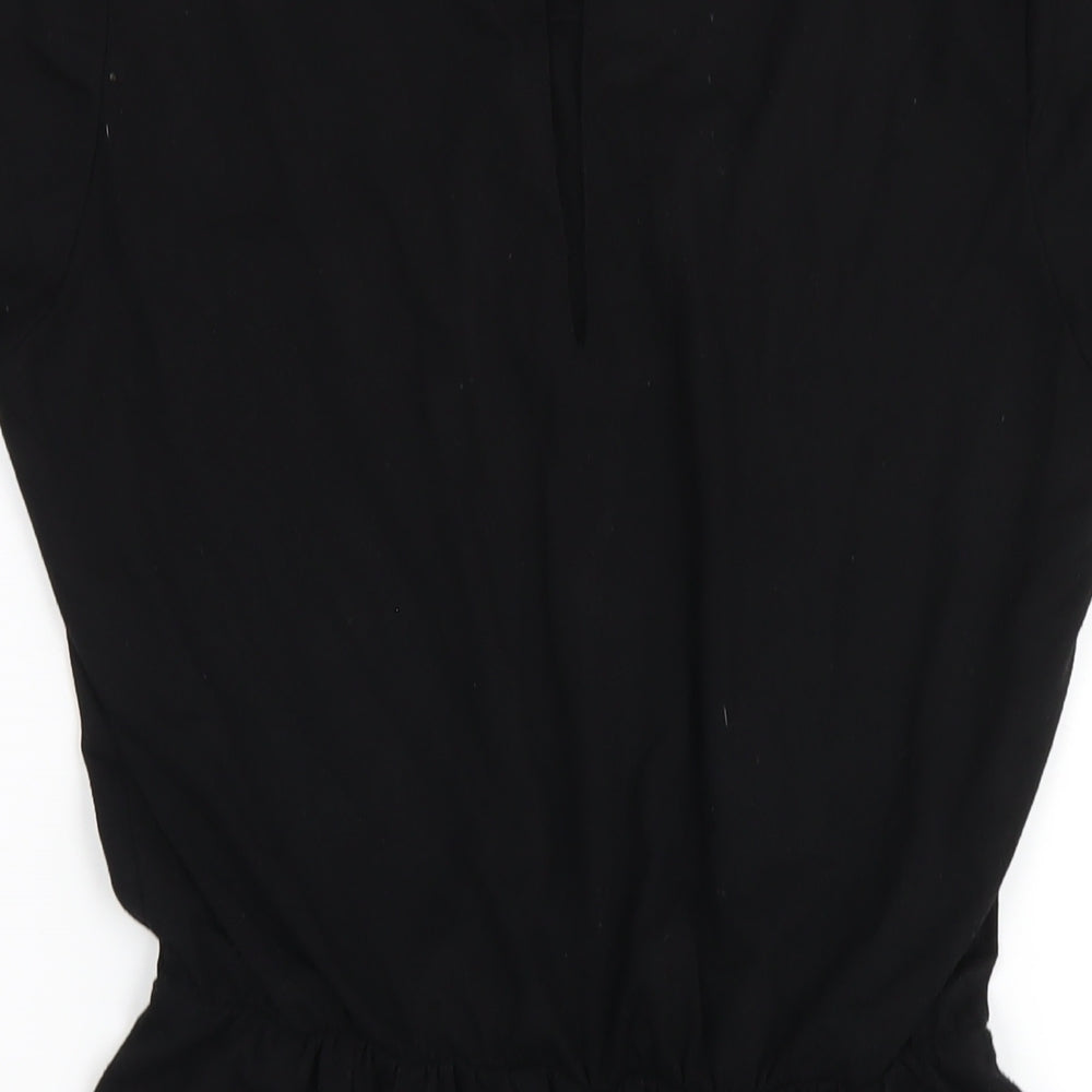 H&M Womens Black Polyester Playsuit One-Piece Size M Snap