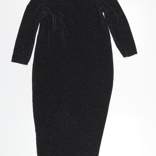 Boohoo Womens Black Nylon Bodycon Size 10 Round Neck Pullover