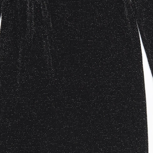 Boohoo Womens Black Nylon Bodycon Size 10 Round Neck Pullover