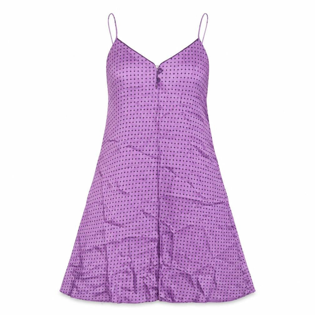 Debenhams Womens Purple Polka Dot Polyester Slip Dress Size 12 V-Neck Pullover