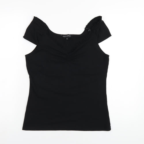 Dorothy Perkins Womens Black Polyester Basic T-Shirt Size 14 Scoop Neck