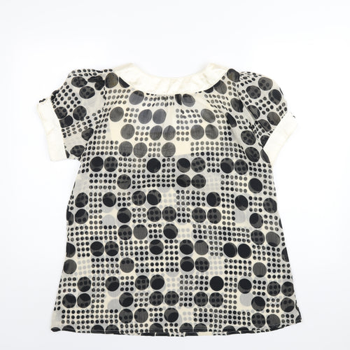 EthelAustin Womens Ivory Polka Dot Polyester Basic T-Shirt Size 14 Square Neck