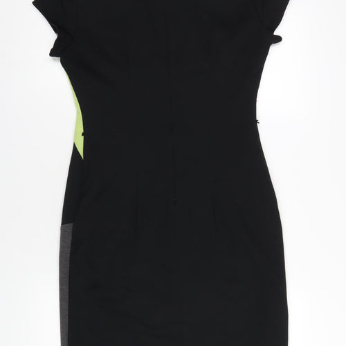 BHS Womens Multicoloured Polyester Pencil Dress Size 12 Round Neck Zip