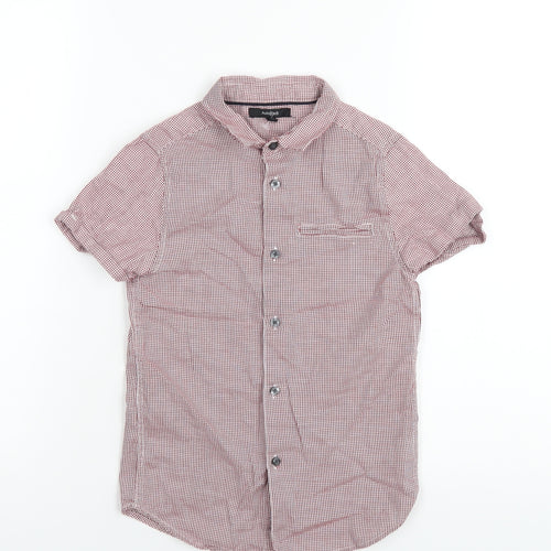 Autograph Boys Red Check Cotton Basic Button-Up Size 7-8 Years Collared Button