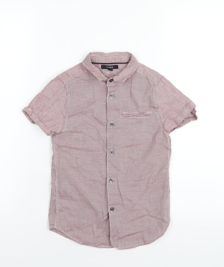 Autograph Boys Red Check Cotton Basic Button-Up Size 7-8 Years Collared Button