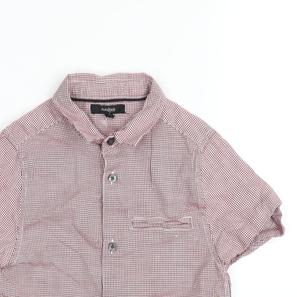 Autograph Boys Red Check Cotton Basic Button-Up Size 7-8 Years Collared Button