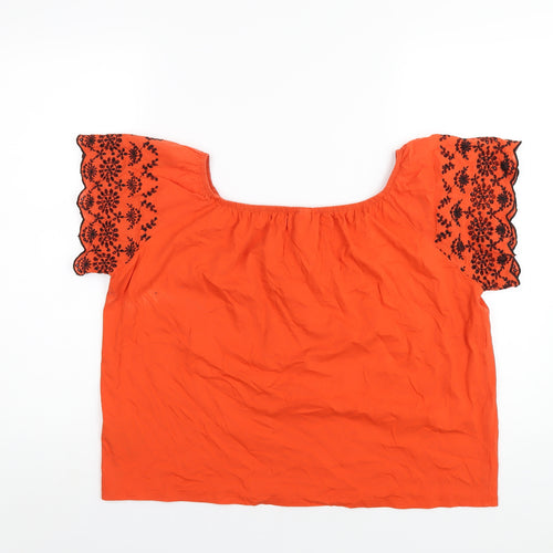 H&M Womens Orange Cotton Basic T-Shirt Size M Scoop Neck