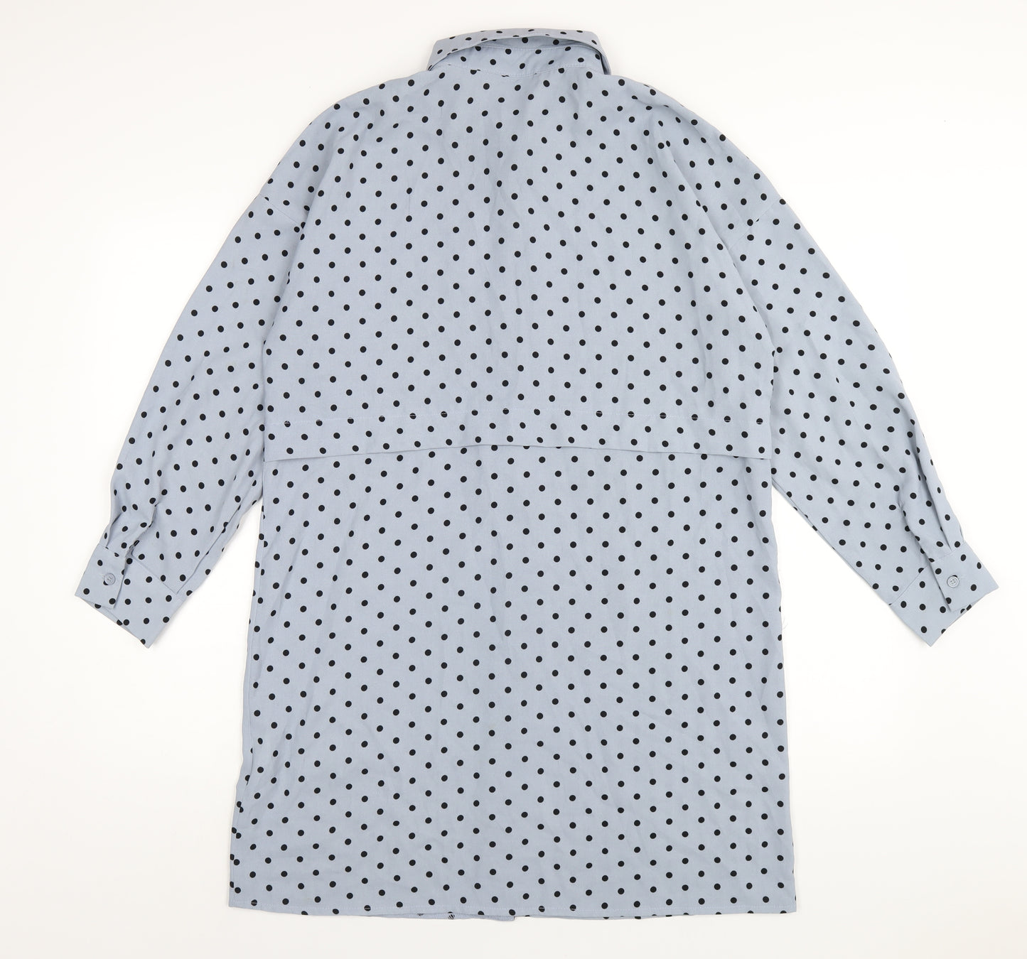 Missguided Womens Blue Polka Dot Polyester Shirt Dress Size 6 Collared Button