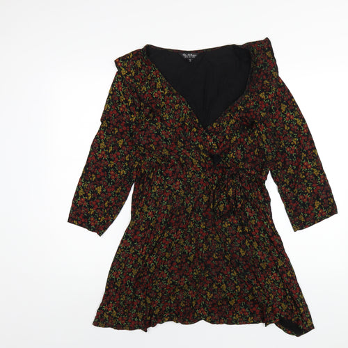 Miss Selfridge Womens Multicoloured Floral Viscose Wrap Dress Size 16 V-Neck Tie