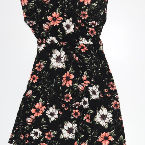 b.young Womens Black Floral Viscose A-Line Size XL V-Neck Pullover