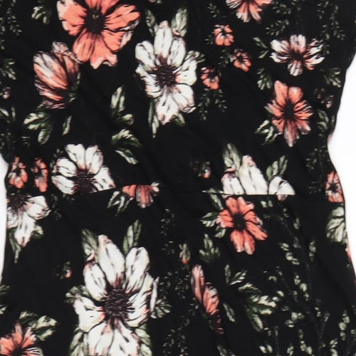 b.young Womens Black Floral Viscose A-Line Size XL V-Neck Pullover