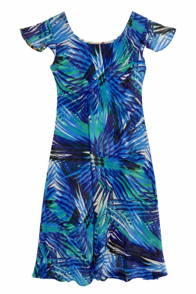 Front view of JUST ELEGANCE women’s multicoloured geometric polyester a-line, size UK 20, scoop neck pullover