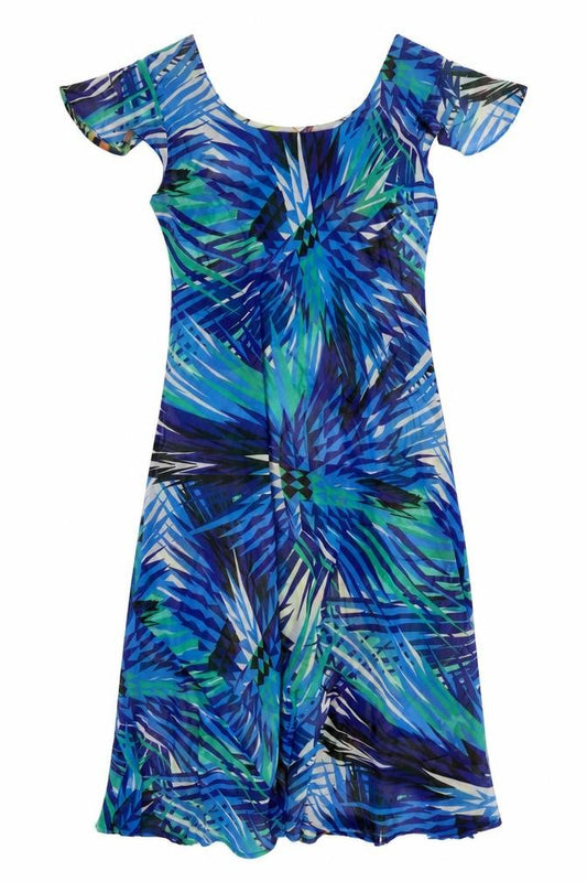Front view of JUST ELEGANCE women’s multicoloured geometric polyester a-line, size UK 20, scoop neck pullover