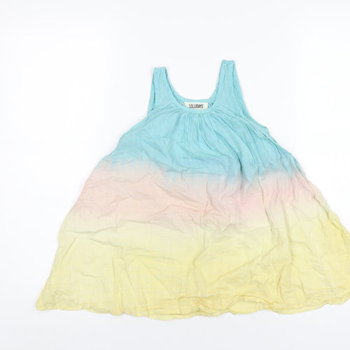 Lollidays Girls Multicoloured Tie Dye Cotton Tank Dress Size 3-4 Years Scoop Neck Pullover