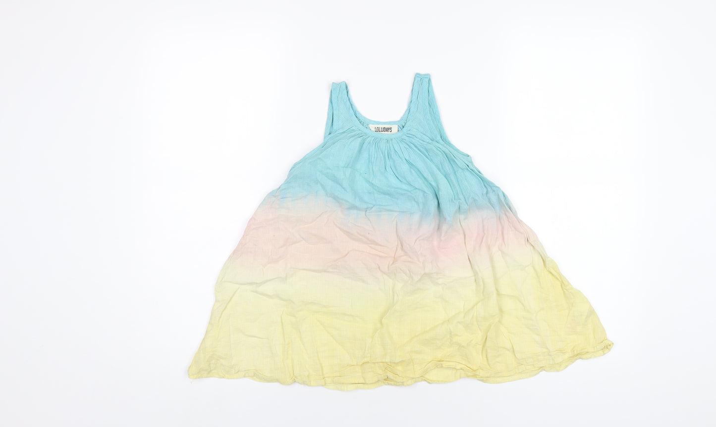 Lollidays Girls Multicoloured Tie Dye Cotton Tank Dress Size 3-4 Years Scoop Neck Pullover