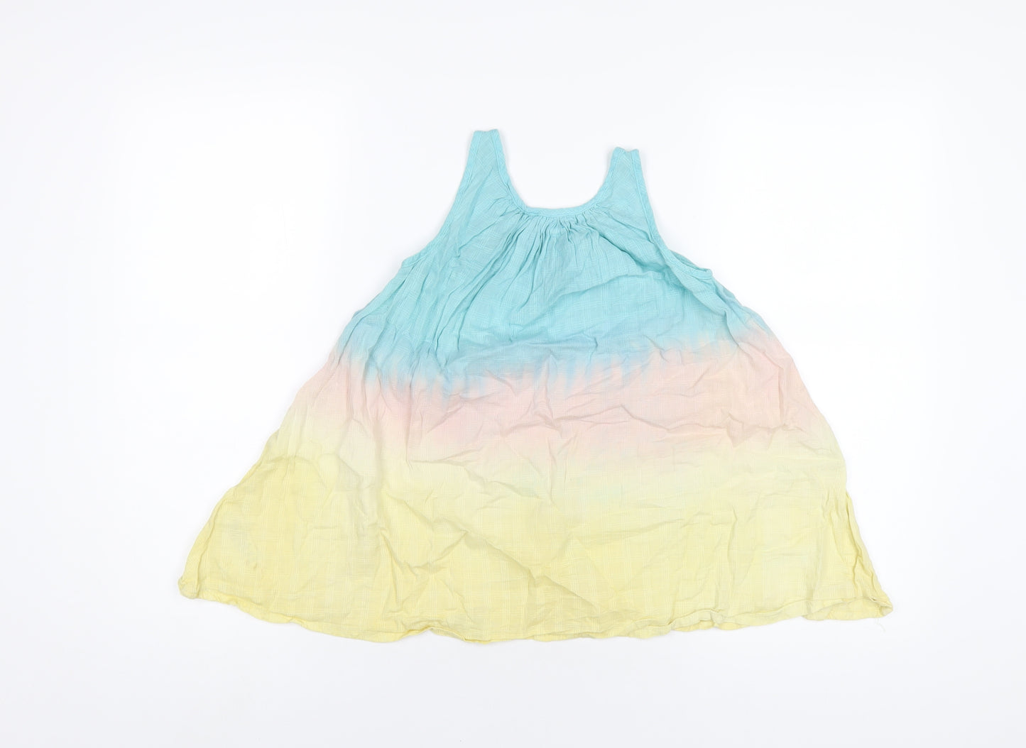 Lollidays Girls Multicoloured Tie Dye Cotton Tank Dress Size 3-4 Years Scoop Neck Pullover