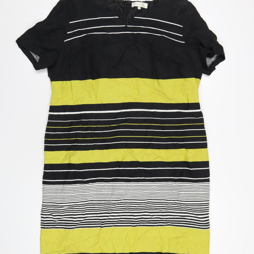 Debenhams Womens Black Striped Cotton A-Line Size 18 Round Neck Zip