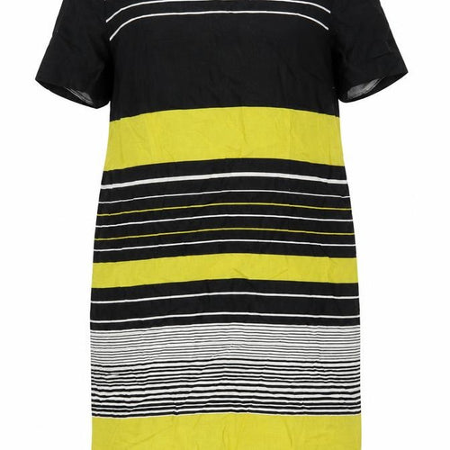 Debenhams Womens Black Striped Cotton A-Line Size 18 Round Neck Zip